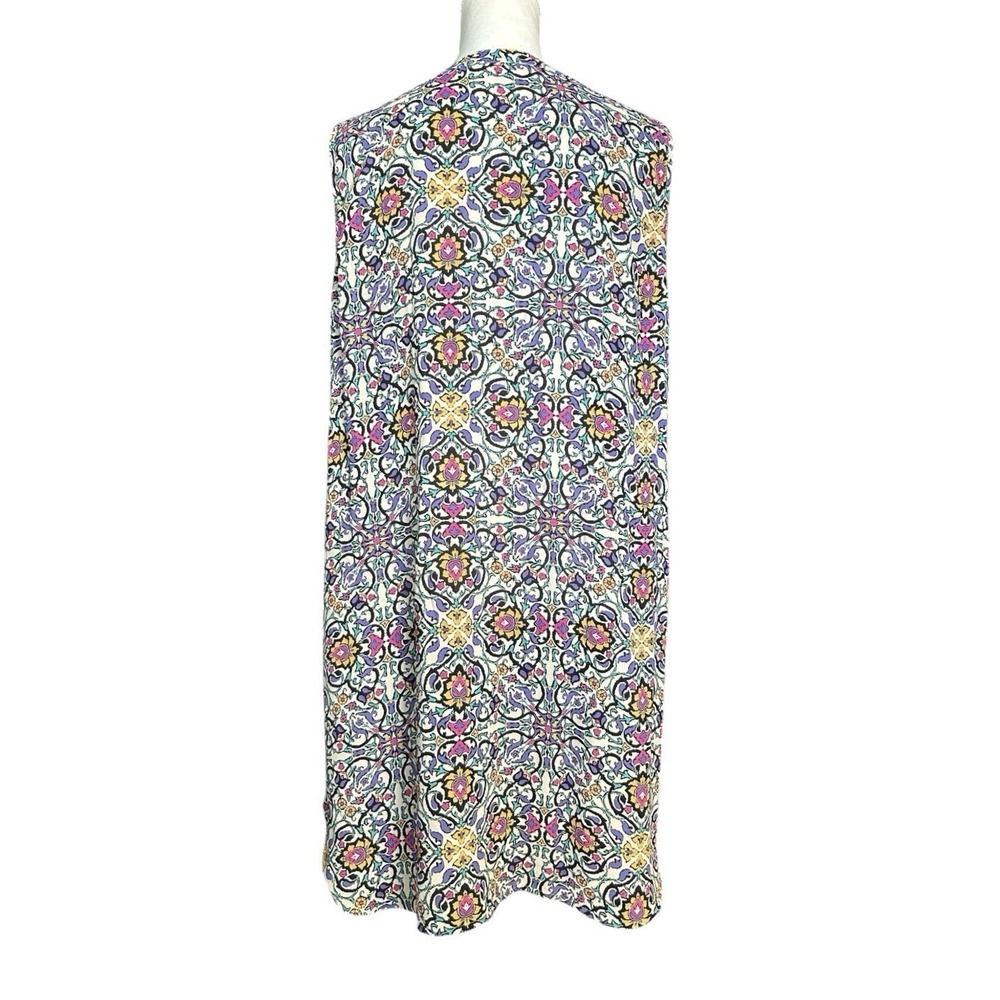 SPENCE Sleeveless Tunic sz XL Multicolor Floral Damask Button Up Chiffon Boho - Picture 3 of 9